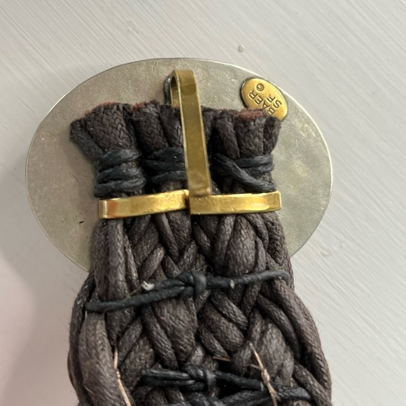 Vintage Marjorie Baer SF Braided Two-toned Brown Mixed Metals Belt Size Medium - Picture 7 of 14